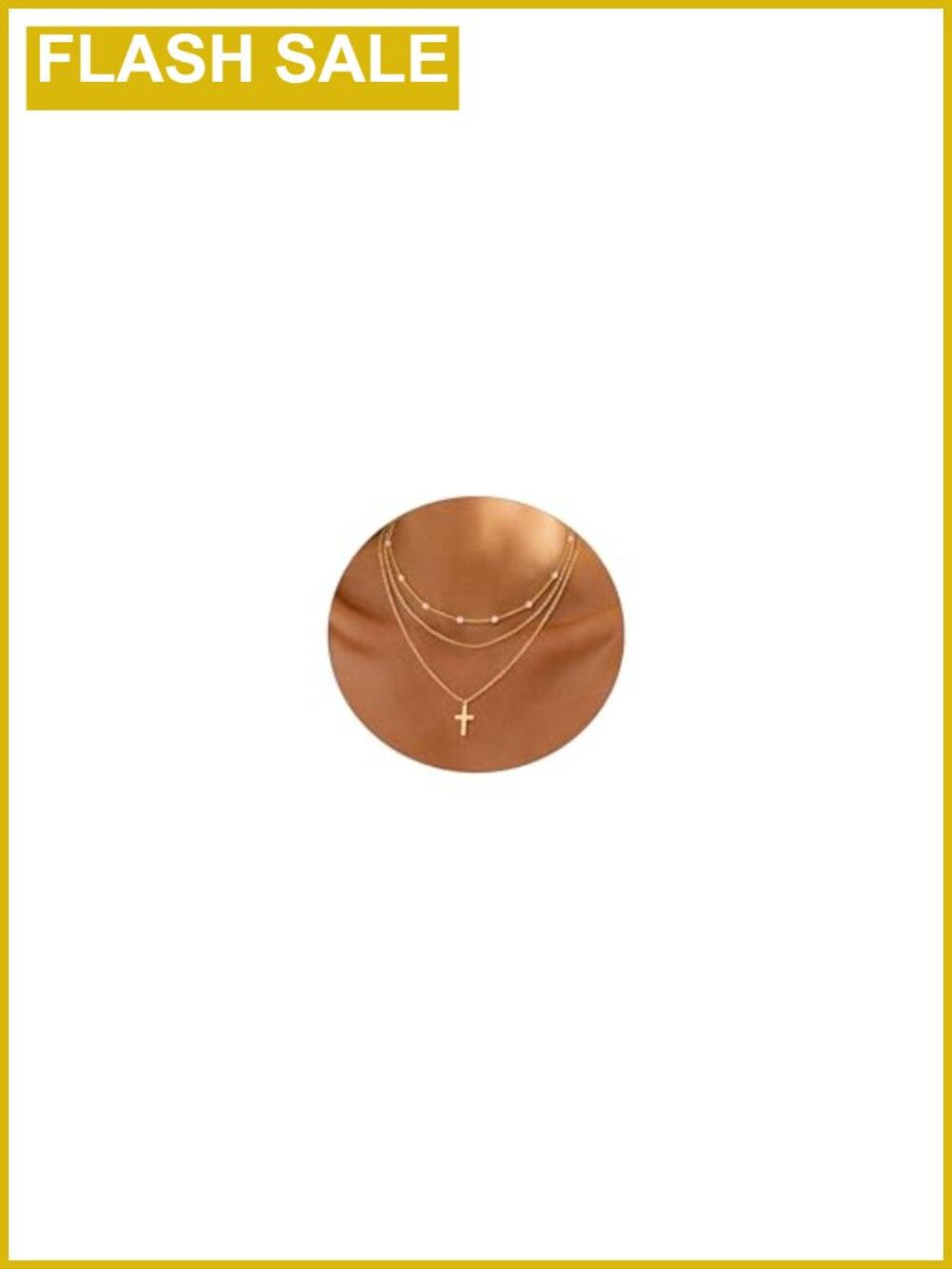 Dainty Gold Plated Layered Necklaces Set Pearl Choker Cross O-Chain